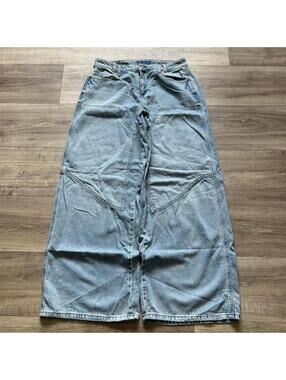 Vintage Baggy Wide Leg Double Knee Denim Jeans size 28”